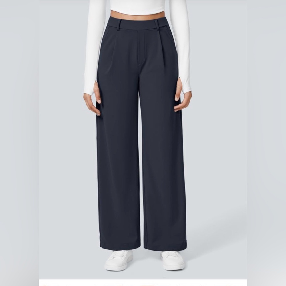 Halara Flex DayStretch High Waisted Pocket Straight Leg Work Pants - Navy
